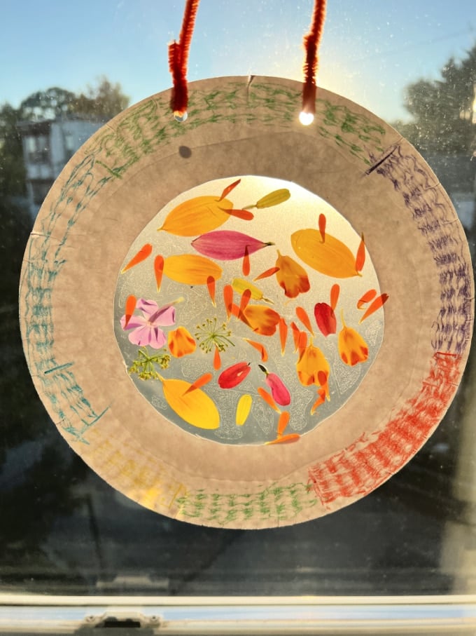 flower suncatcher in window