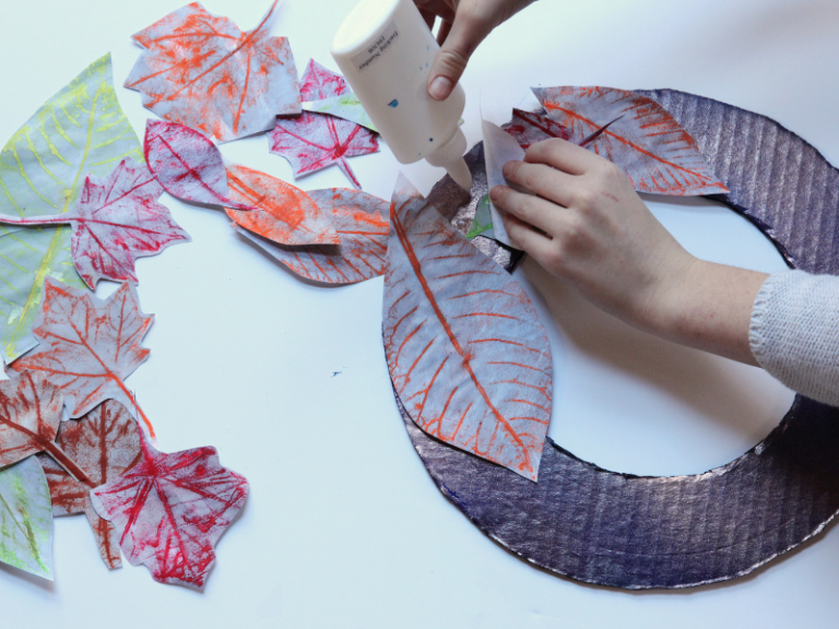 leaf rubbing wreaths