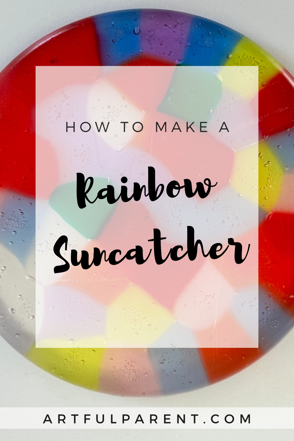 melted bead rainbow suncatcher pin