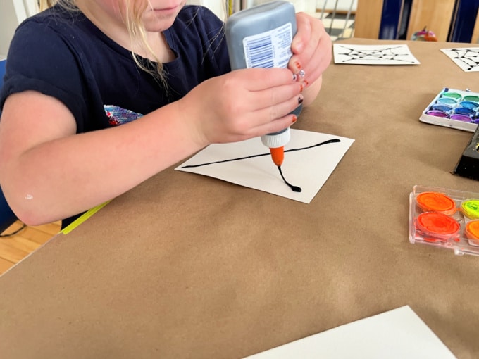 making designs with black glue