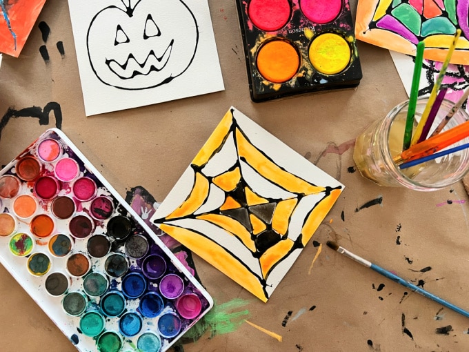 painted black glue designs