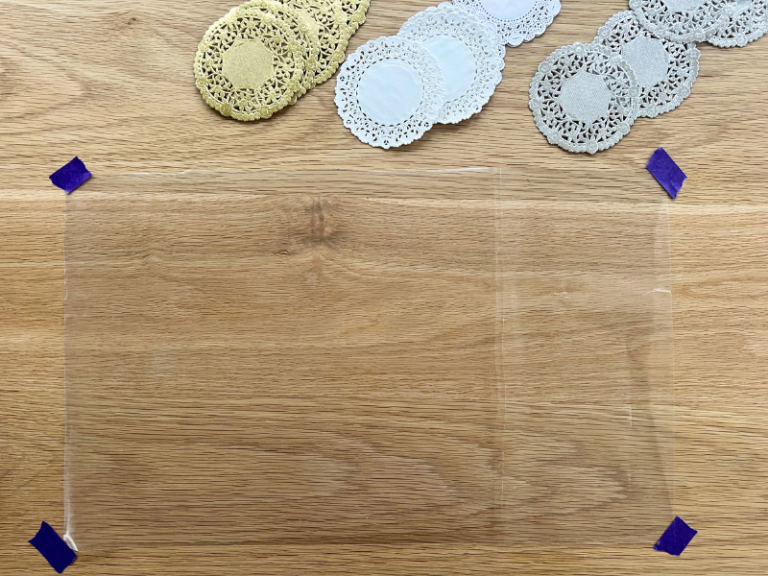 contact paper and doilies