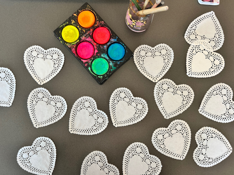 paint and doilies