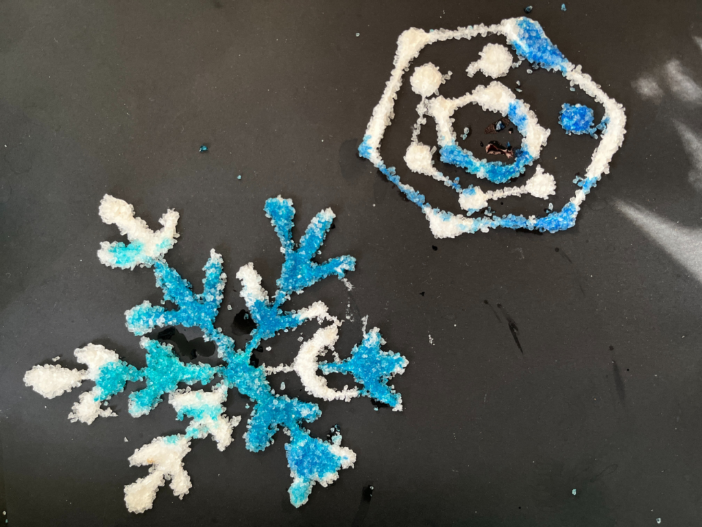 raised salt snowflakes