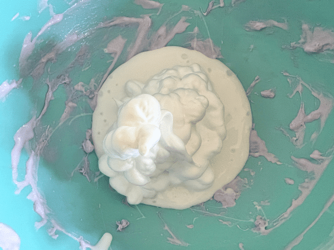 shaving cream and glue in bowl
