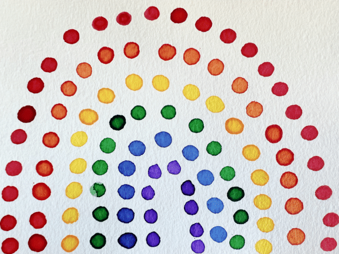 q tip pointillism rainbow Art Ideas