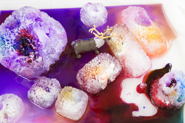 figures with melting ice sculptures