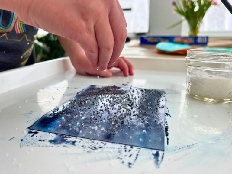 sprinkling salt on watercolors