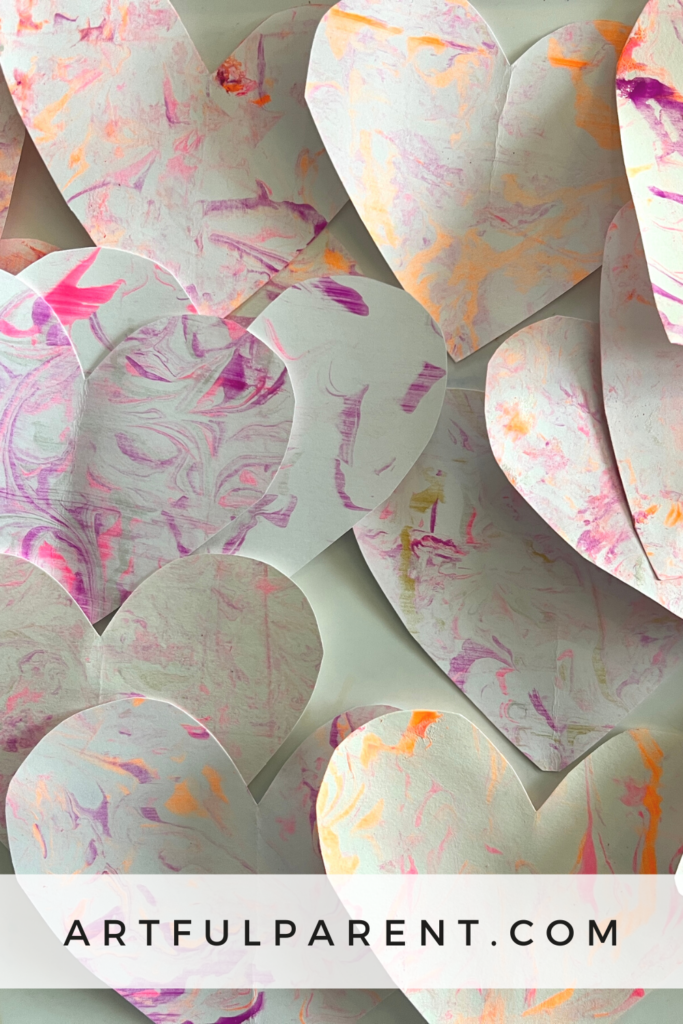 marbled paper hearts