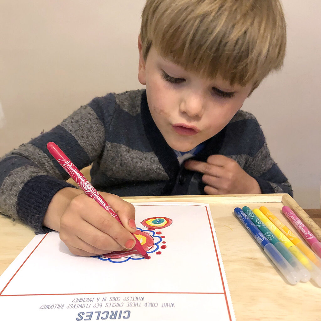 child with drawing printable