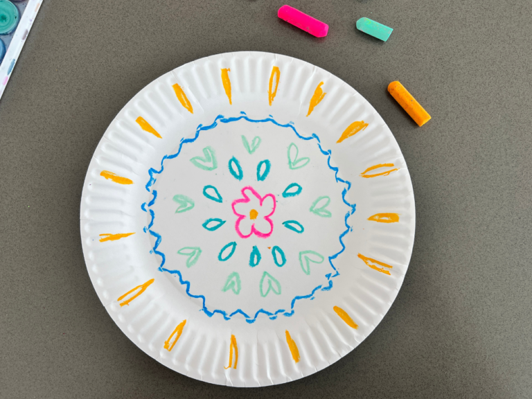 oil pastel on paper plate