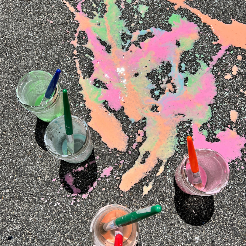splatter paint on pavement