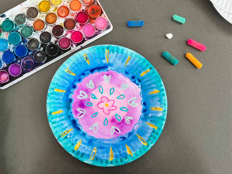 watercolor resist on paper plate (1)
