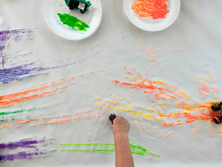 painting with cars on paper