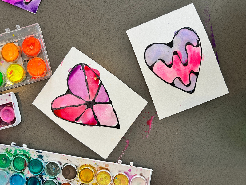 black glue hearts
