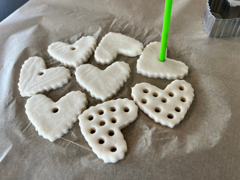 punching holes in salt dough