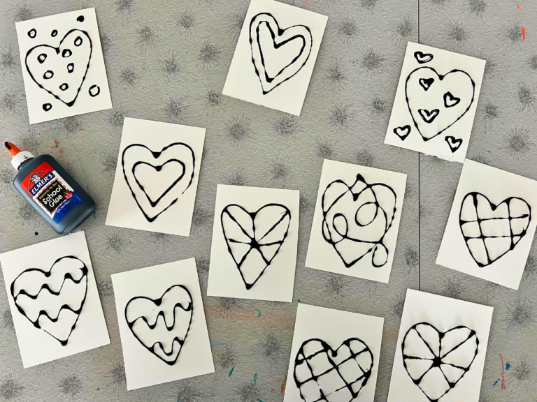 black glue heart designs