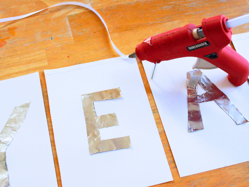 gluing foil letters