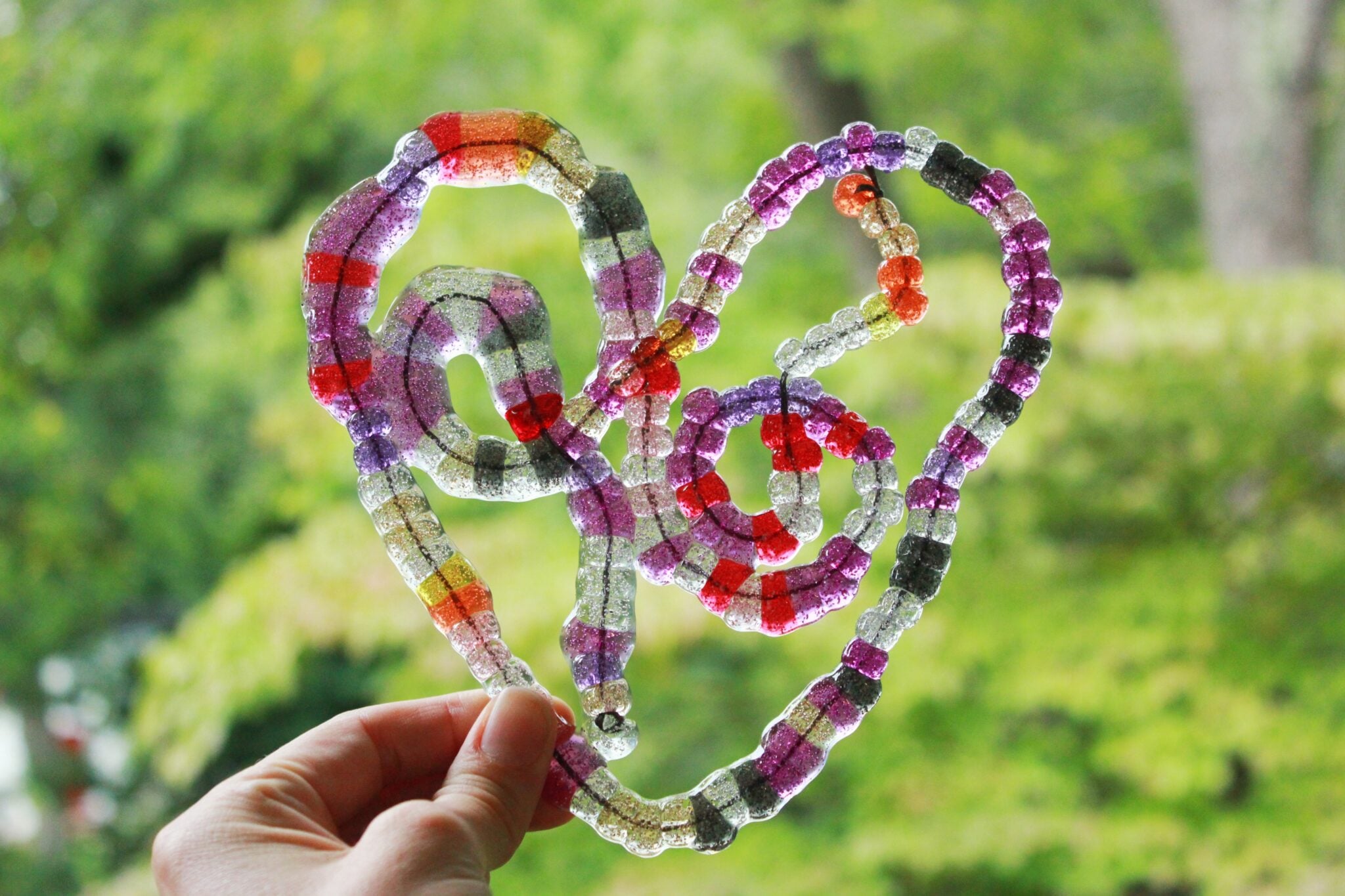 melted bead suncatcher heart