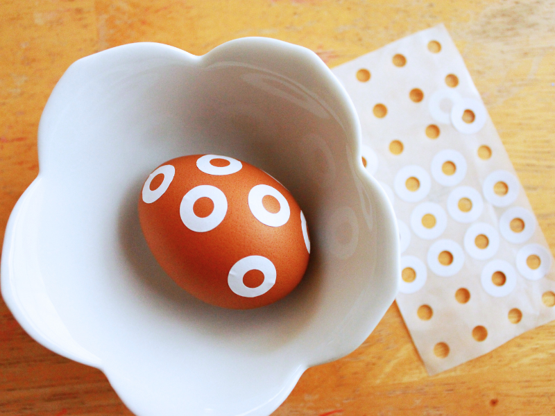 hole reinforcement decorated egg