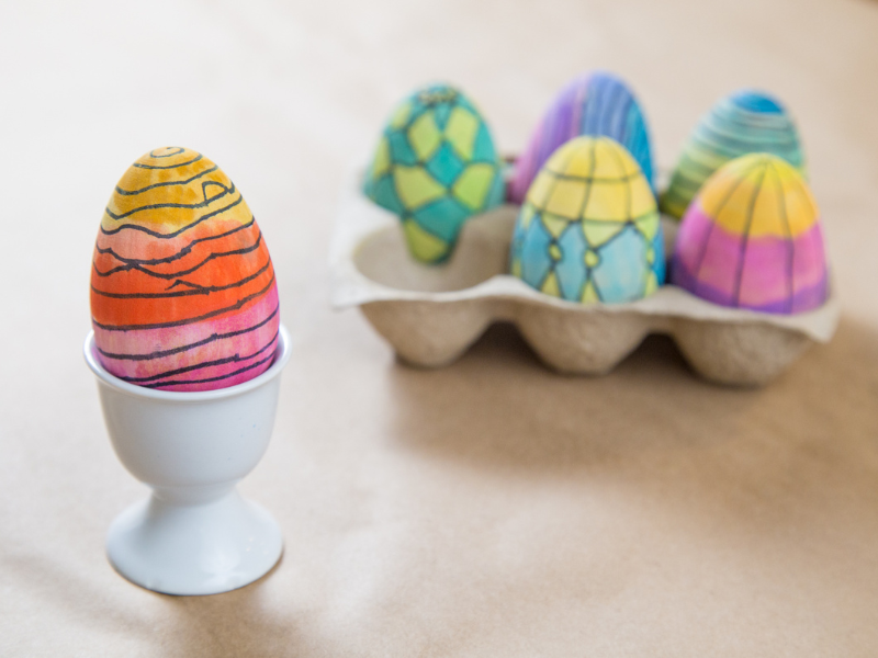painted wooden eggs