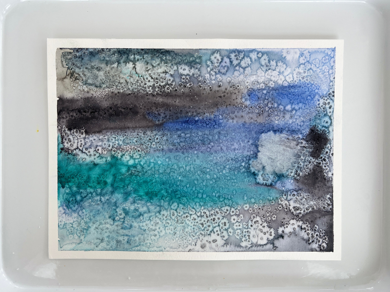 salt on watercolors