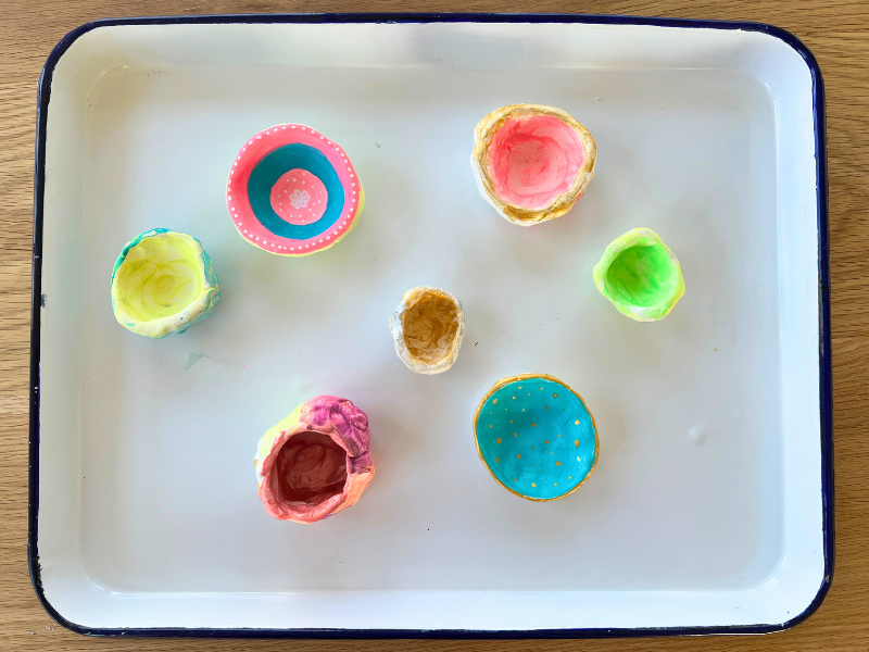 pinch pots on tray