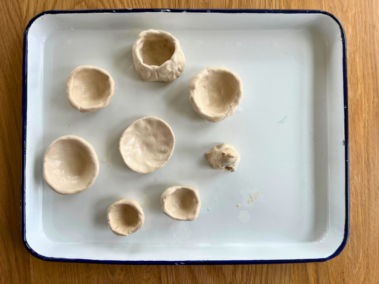 pinch pots on tray