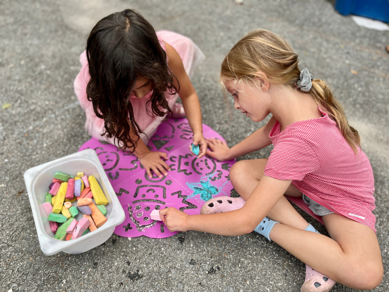 drawing with chalk