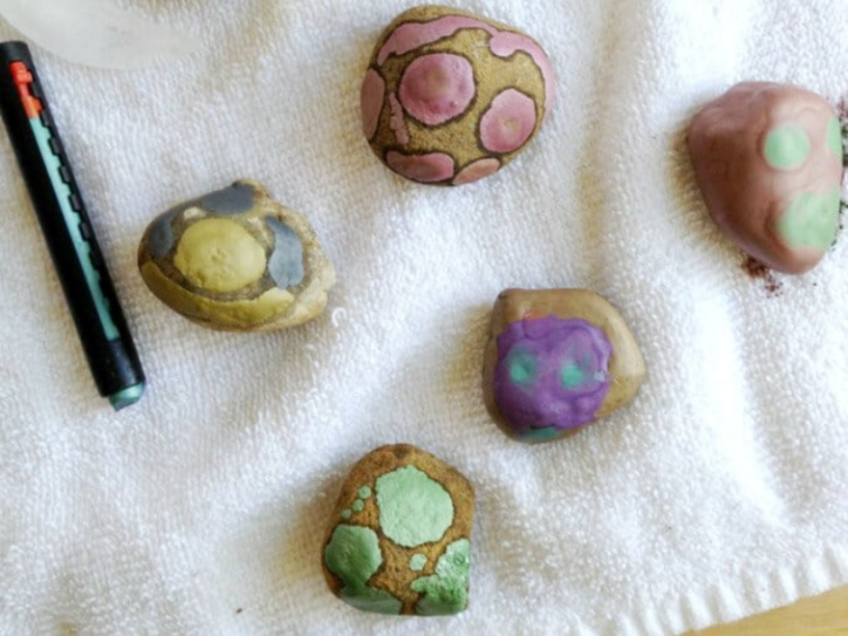 melted crayon rocks