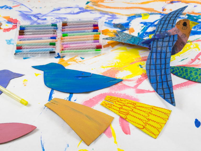 painted bird pieces