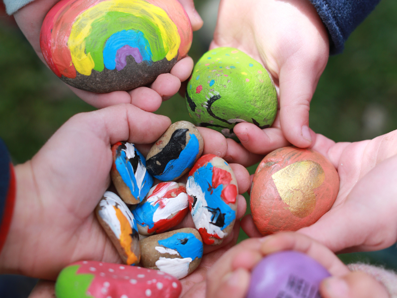 rocks in hands