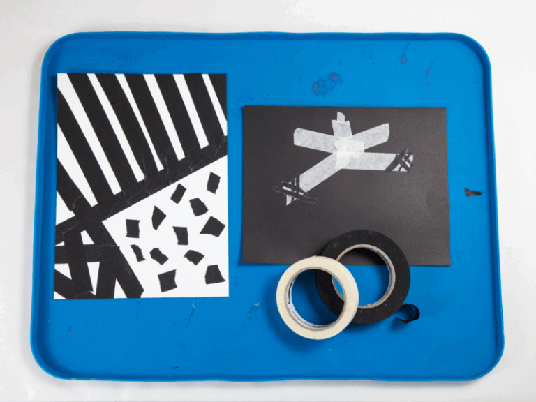 black and white tape collage