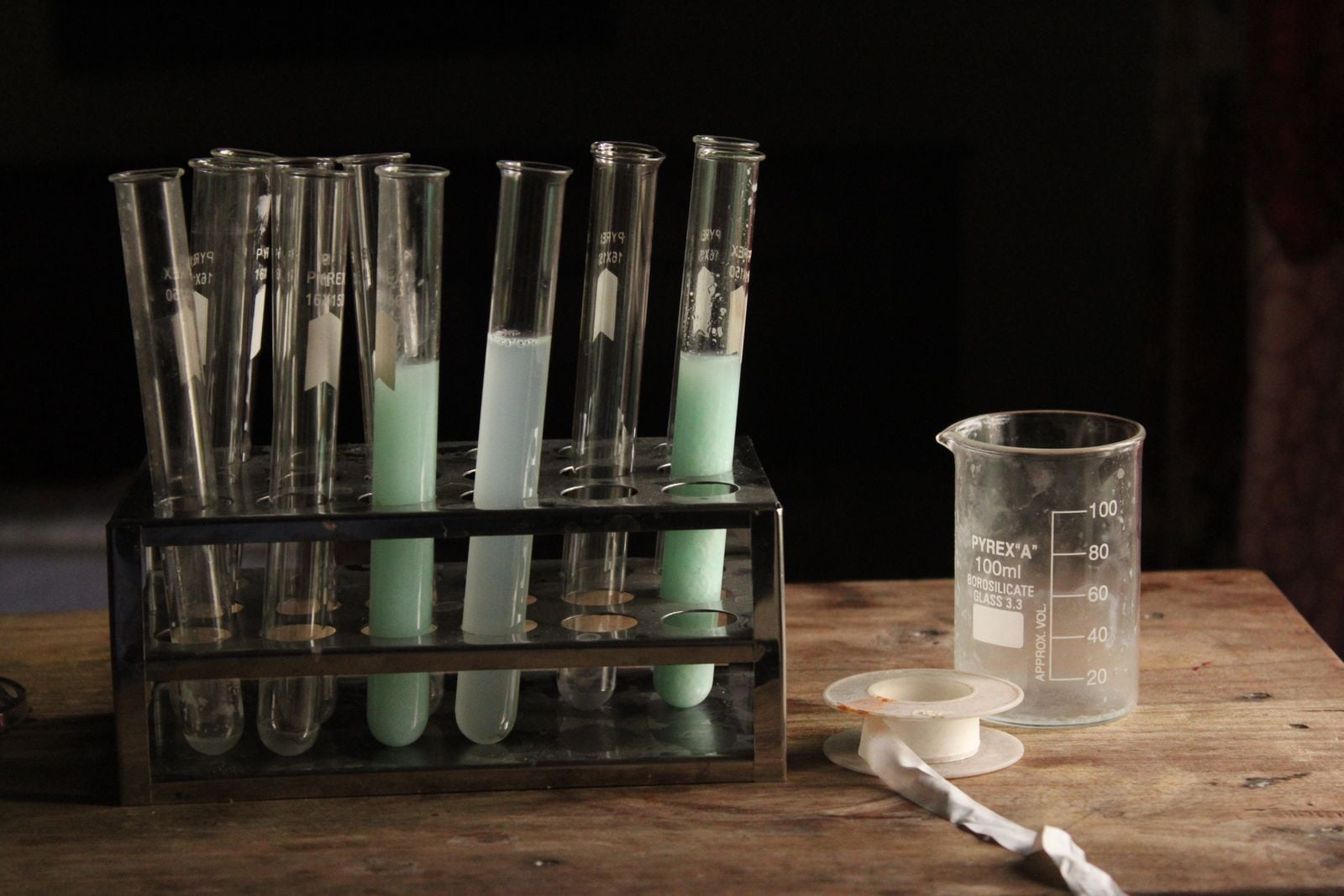 radium glowing dark laboratory